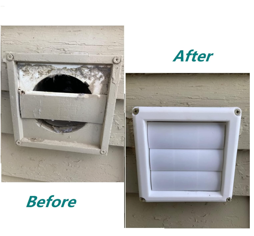 4 Inch White Plastic Louvered Outdoor Vent Cover With Stainless Steel Grille Screen for Dryer, Exhaust Vent cover Widely Used for Dryers and Houses Wall to Keep Rain, Snow, Wind