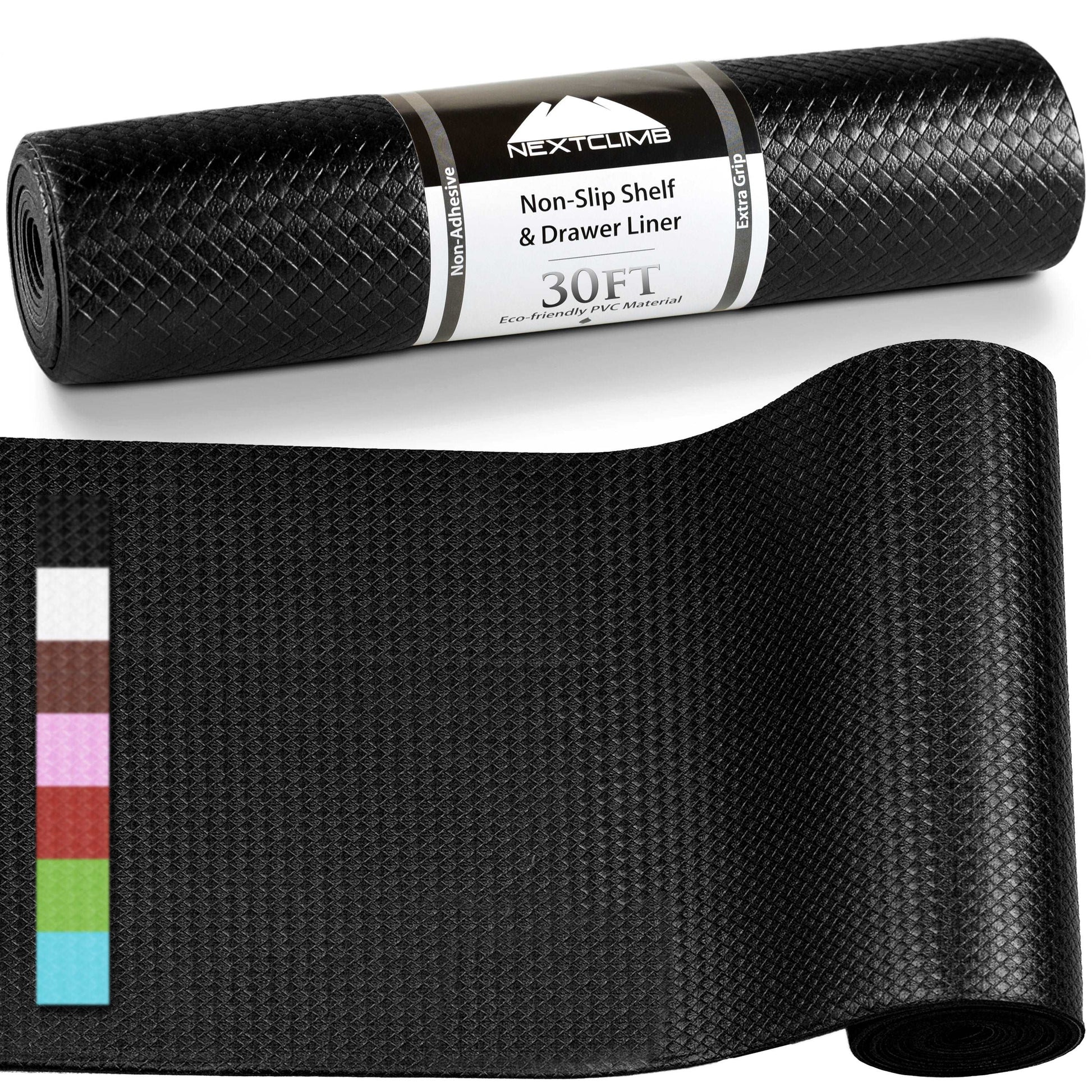 Premium Non-Slip Shelf Liner - Anti-Adhesive Kitchen Cabinet Mat - Washable Fridge and Pantry Liner (Black) - NextClimb