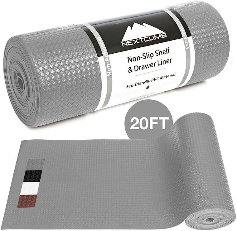Premium Non-Slip Shelf Liner - Anti-Adhesive Kitchen Cabinet Mat - Washable Fridge and Pantry Liner (Black) - NextClimb