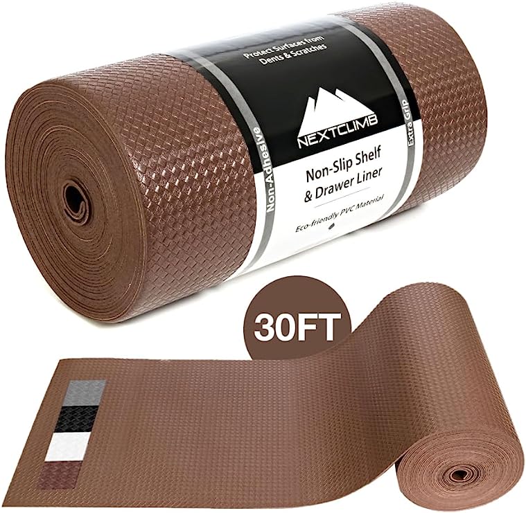Premium Non-Slip Shelf Liner - Anti-Adhesive Kitchen Cabinet Mat - Washable Fridge and Pantry Liner (Black) - NextClimb