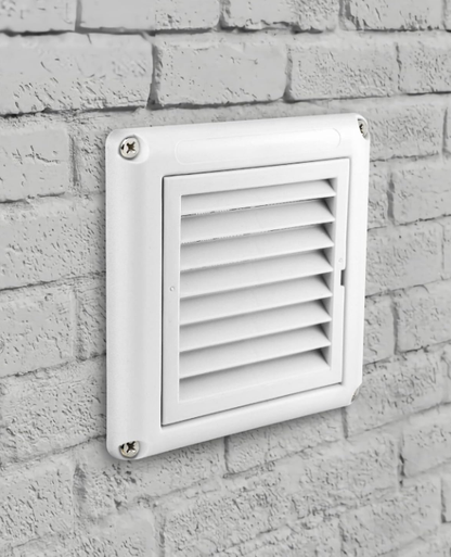 Air Vent ABS Louver Grille Cover, 2 Pack 4" Square Covers with Built-in Fly Screen Mesh for Bathroom Office Home