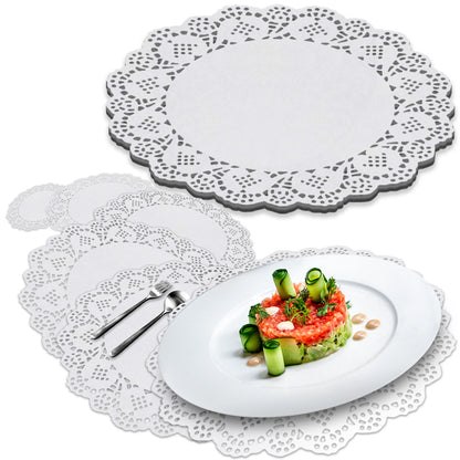 Premium White Paper Doilies - Extra Thick 12" Round Royal Lace - Decorative & Disposable for Party