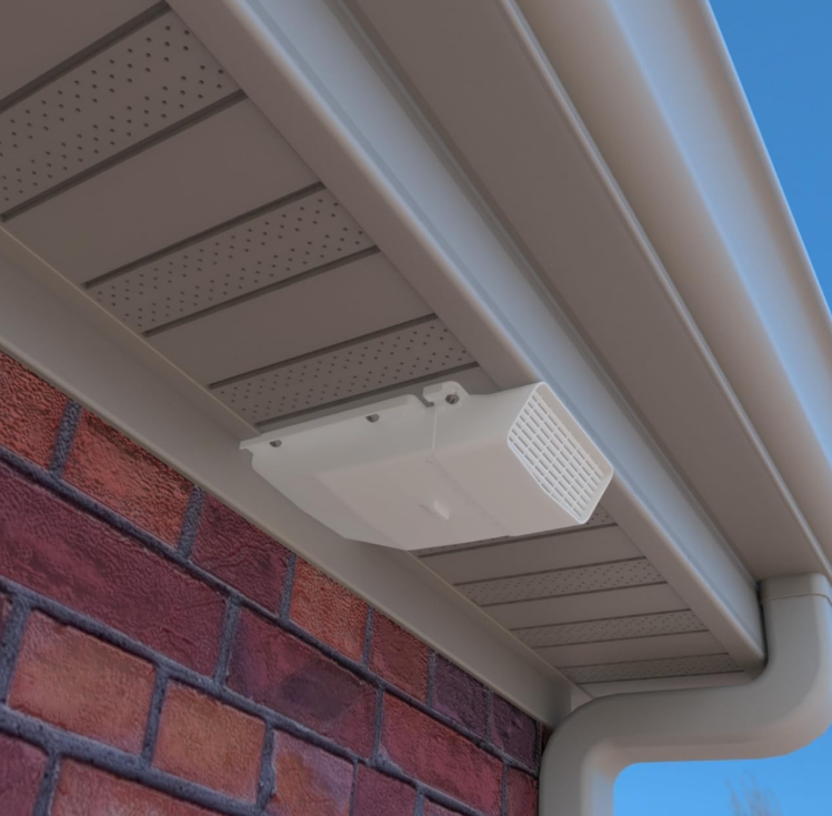 PreVent-It Soffit Vents 4 Inch - Only Design that Prevents Moist Air from Re-entering Home, Under Eave Exterior Vents for Bathroom Exhaust Fan, Screws Included, White, 1-Pack