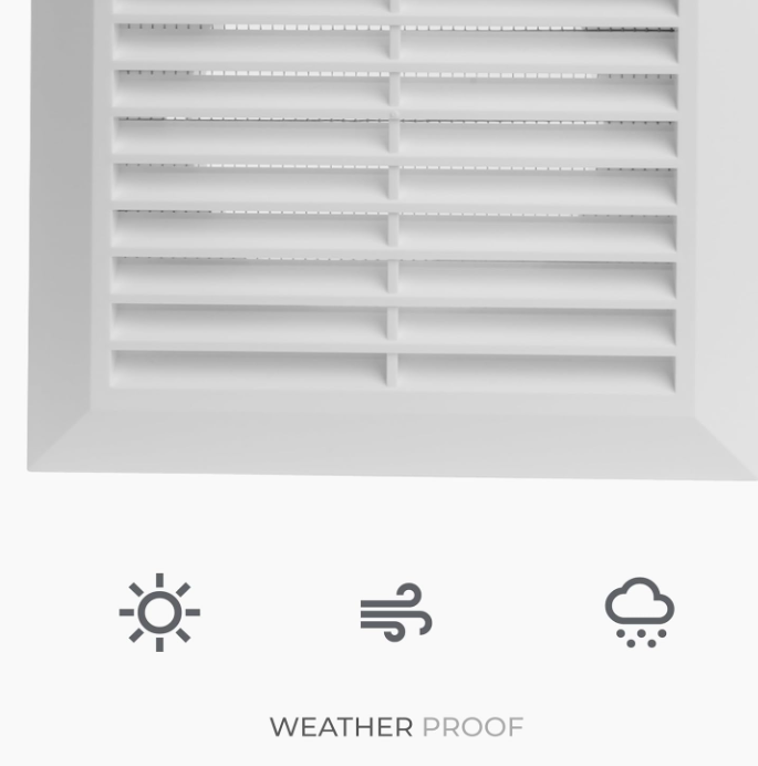 4 Inch Fit - White Plastic Vent Cover - Exhaust Dryer Vent Cover - Built-in Protection Screen and Screws Included - Outside Dimensions: 6.7 x 6.7 Inches