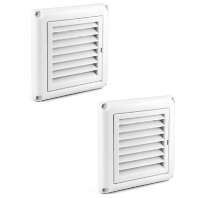 Air Vent ABS Louver Grille Cover, 2 Pack 4" Square Covers with Built-in Fly Screen Mesh for Bathroom Office Home