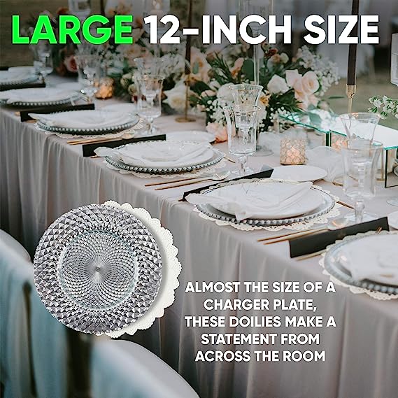 Premium White Paper Doilies - Extra Thick 12" Round Royal Lace - Decorative & Disposable for Party - NextClimb