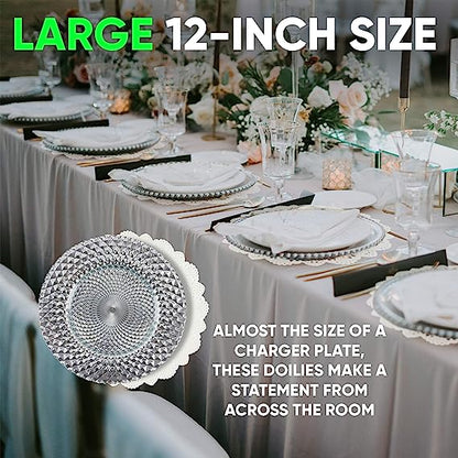 Premium White Paper Doilies - Extra Thick 12" Round Royal Lace - Decorative & Disposable for Party - NextClimb