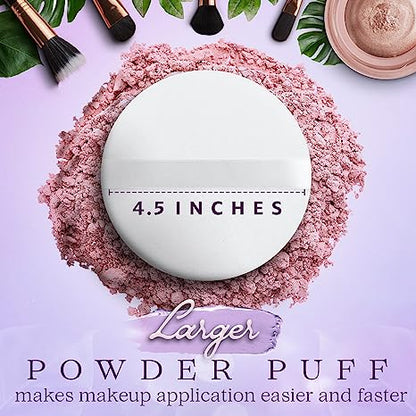 Powder Puffs - Extra Large Jumbo 4.5” - 100% Pure Cotton Soft Fluffy Washable Puff For Makeup Face Body Loose Powder Foundation (3-Pack, White 4.5") - NextClimb