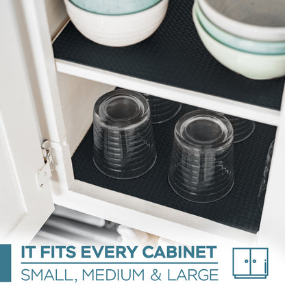 Doublure d'étagère antidérapante, doublure de tiroir épaisse imperméable, revêtement d'armoire de cuisine anti-adhésif durable, revêtement de réfrigérateur lavable pour garde-manger, rangement, organisateur de réfrigérateur (3 m, noir) 