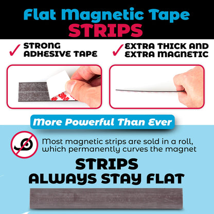 Strong Magnetic Tape Strips - 1" x 5.8" Flat Strips - 3 meter Adhesive Backing - NextClimb