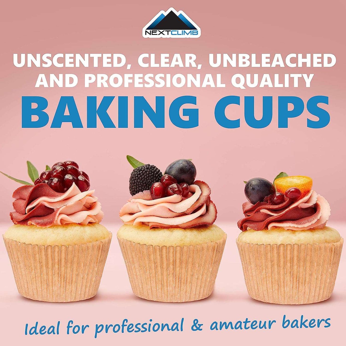 [Bundle] Jumbo Cupcake Baking Cup Liner - Extra Thick Unbleached Parchment Cup - Greaseproof (Brown) - NextClimb