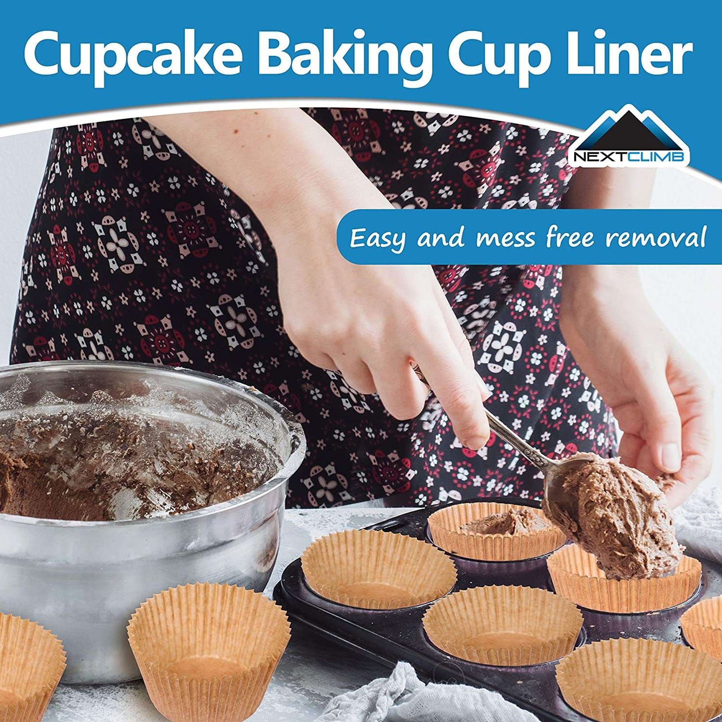 [Bundle] Jumbo Cupcake Baking Cup Liner - Extra Thick Unbleached Parchment Cup - Greaseproof (Brown) - NextClimb