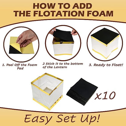 Floatation Foam for Unsinkable Floating Water Lantern - Adhesive Black Float Foam - Enhance Buoyancy (Pack of 10) - NextClimb