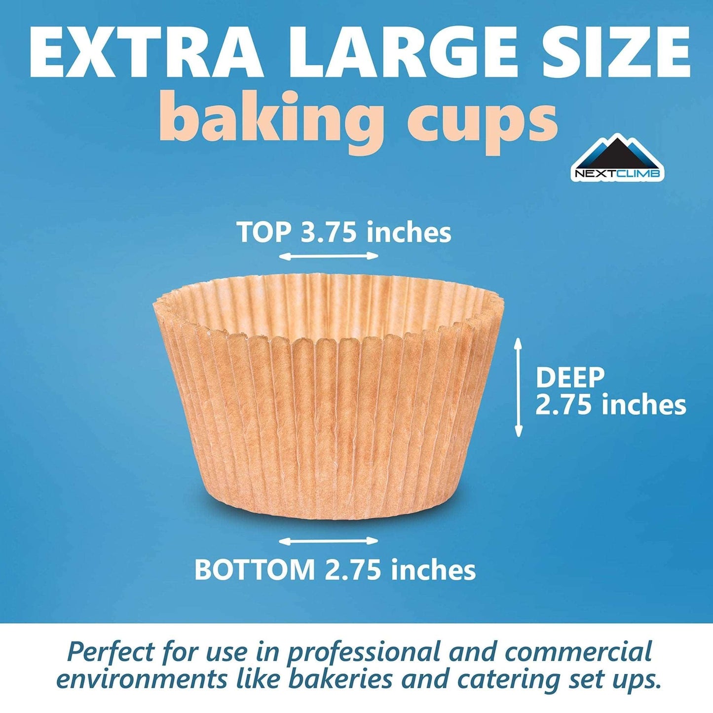 Jumbo Cupcake Baking Cup Liner - Extra Thick Unbleached Parchment Cup - Greaseproof (Brown) - NextClimb