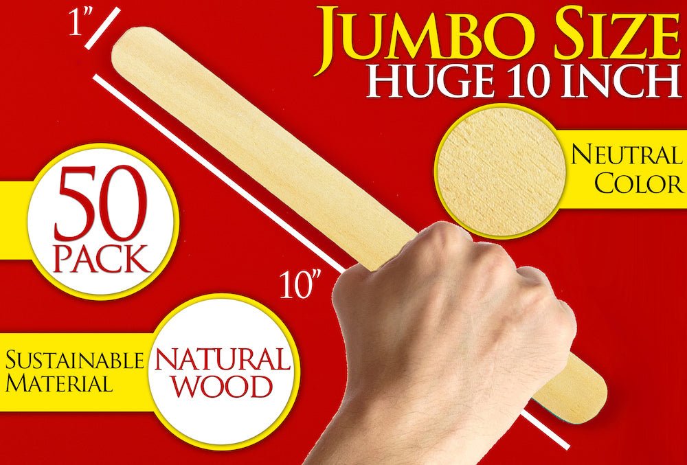 Jumbo Popsicle Sticks - 10-inch Large Wooden Craft Sticks